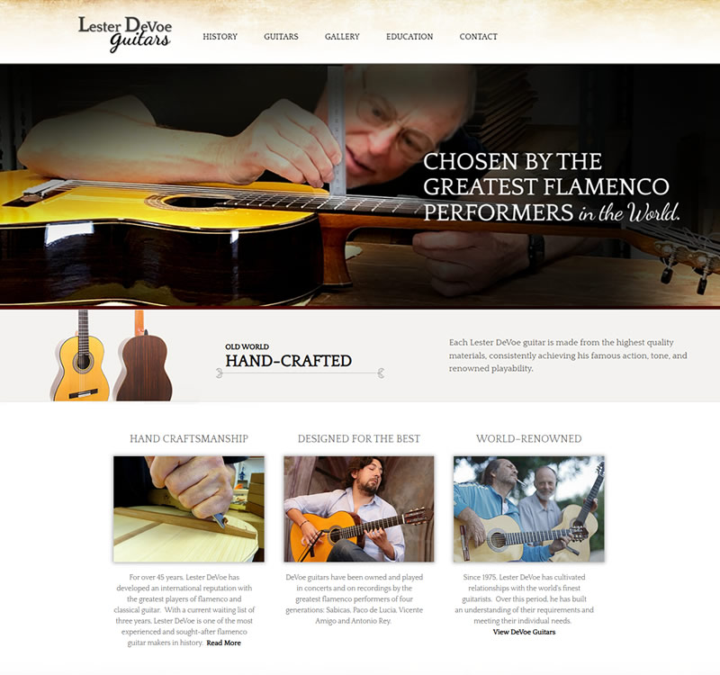 Cited as among the most in-demand flamenco guitar makers alive today, DeVoe guitars have been owned and played in concerts and on recordings by the greatest flamenco performers of four generations: Sabicas, Paco de Lucia, Vicente Amigo and Antonio Rey. 
